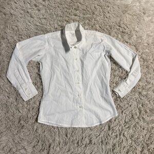 Child’s Size 8 White TuffRider Long Sleeve Horseback Riding Show Shirt. Good Con